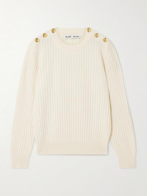 Highland Button-detailed Cable-knit Wool And Cashmere-blend Sweater