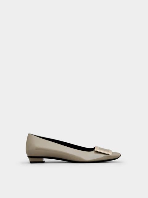 Belle Vivier Metal Buckle Ballerinas in Patent Leather
