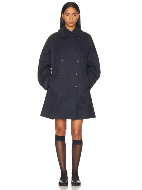 Waxed Herringbone Peacoat