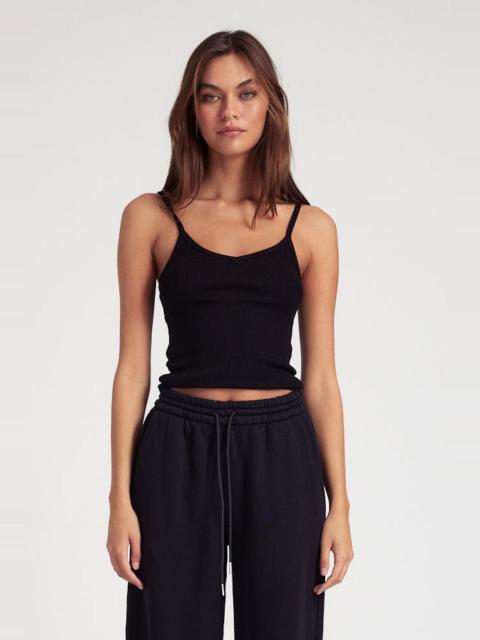 BLACK RIB V-NECK TANK