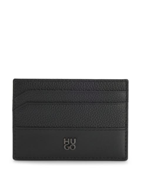 LEATHER CARD HOLDER WITH STACKED LOGO