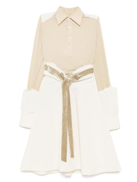 belted patch work dress