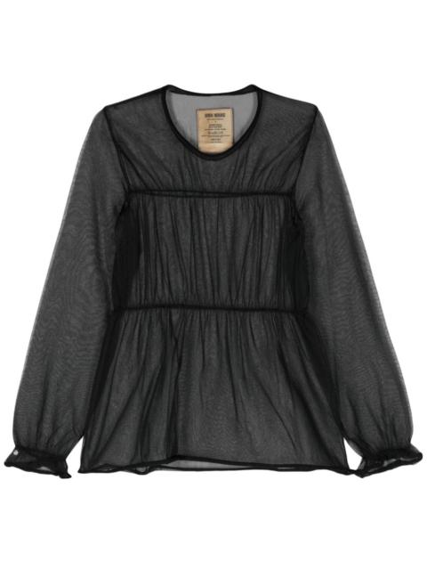 seam-detail sheer blouse