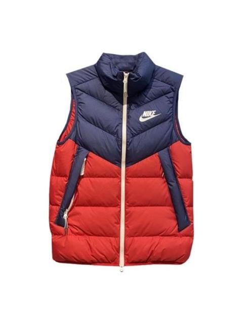 Nike Windproof Warm Stand Collar Down Vest 'Blue Red' DV0757-410