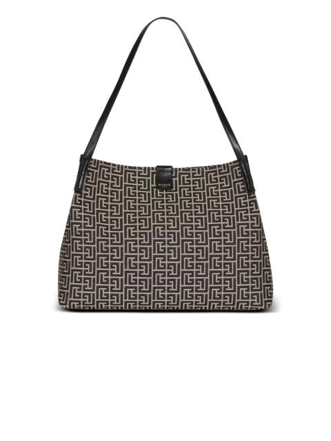 Medium Release Shopper bag in monogram jacquard and calfskin leather