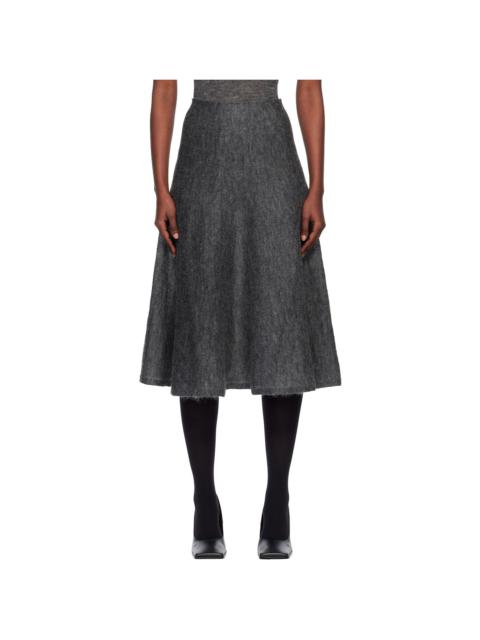 Gray Mohair Knit Circle Midi Skirt
