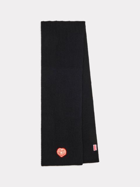 'KENZO Boke Heart' embroidered scarf in wool and cotton