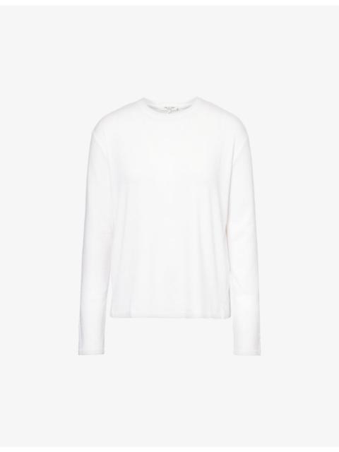Split-hem long-sleeved woven top