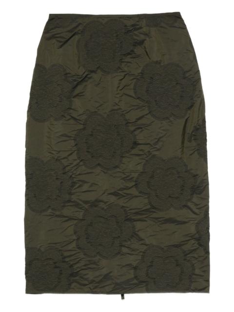 flower-motif pencil skirt