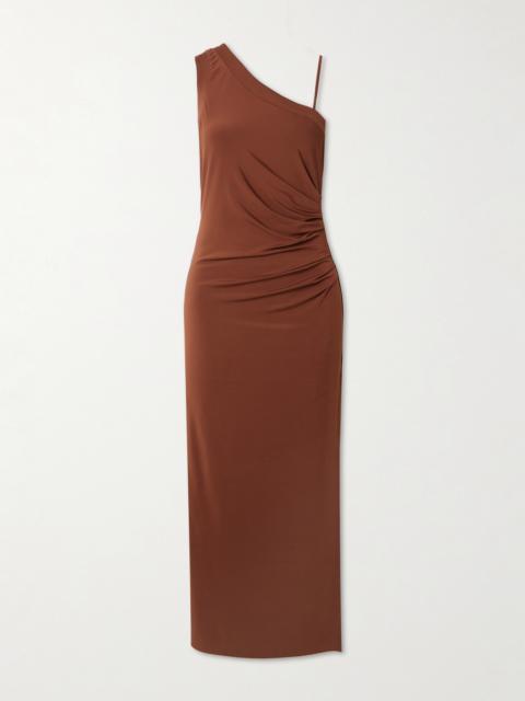 One-shoulder Ruched Stretch-jersey Maxi Dress