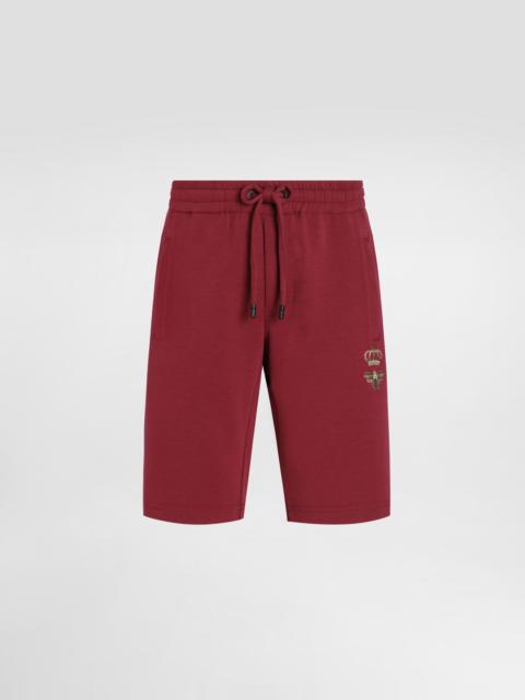 Jersey jogging shorts with embroidery
