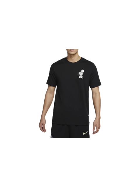 Men's Nike Logo Geometry Pattern Printing Round Neck Short Sleeve Black T-Shirt DR7638-010