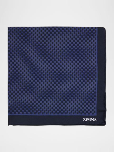 Men's Petite Geometric Silk Pocket Square