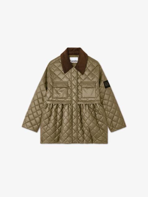 GREEN QUILT MIDI JACKET