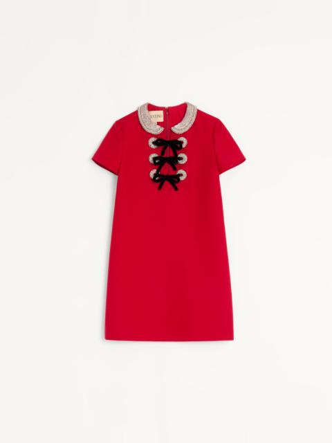 EMBROIDERED CREPE COUTURE SHORT DRESS