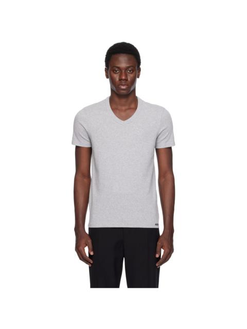 Gray Cotton Stretch Jersey T-shirt