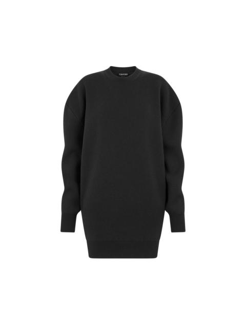 SCULPTURAL WOOL CASHMERE SWEATSHIRT MINI DRESS