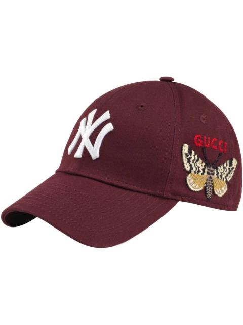 Gucci NY Yankees Embroidered Butterfly Baseball Cap Burgundy