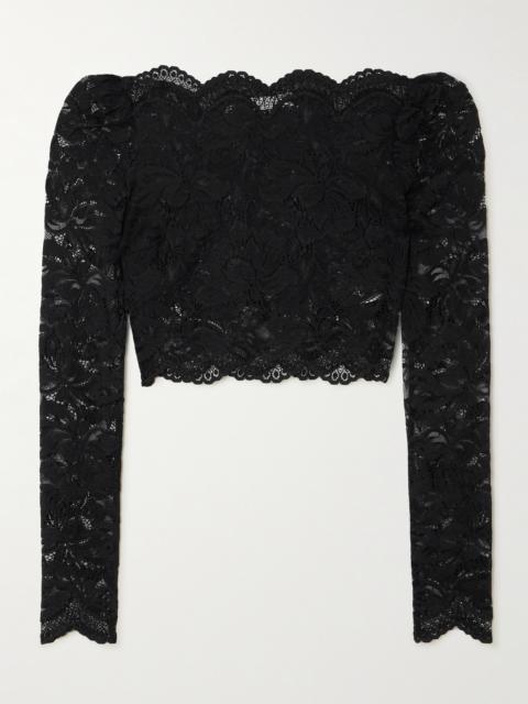 Cropped Scalloped Stretch-lace Top