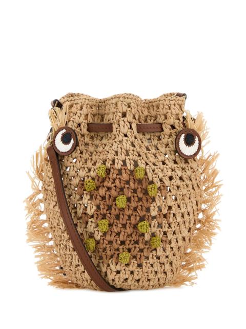 Raffia Creature bucket bag