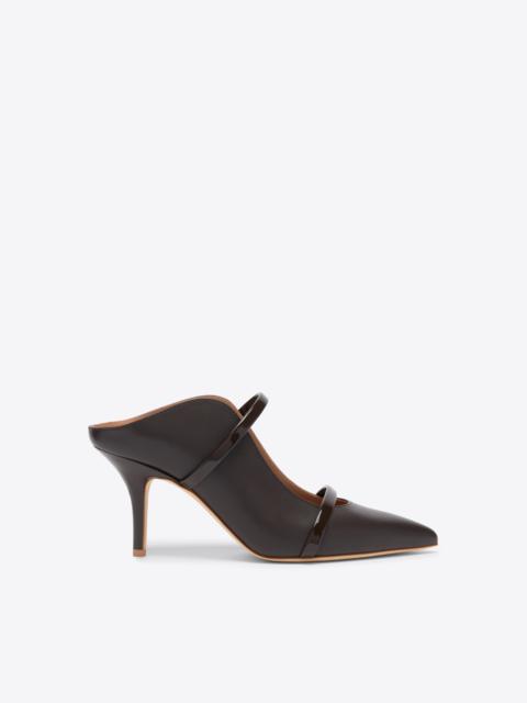 Maureen 70 Ebony Leather Heeled Mules
