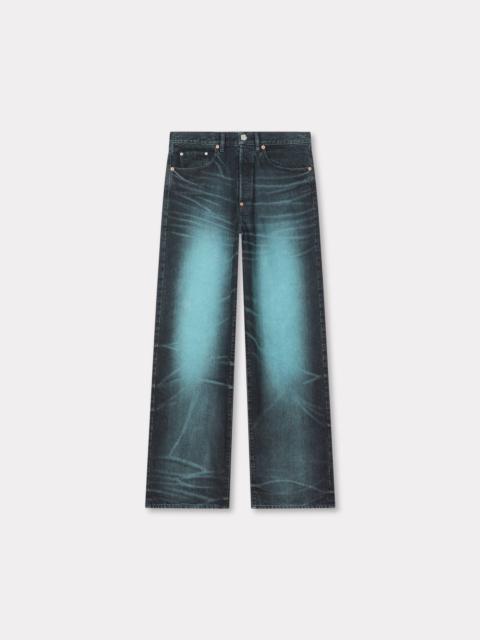 Turn up wide fit jeans in japanese denim