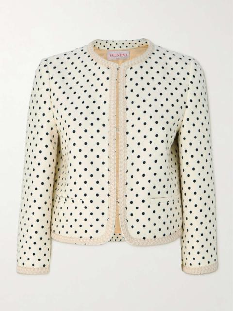 Embroidered polka-dot woven jacket Cream