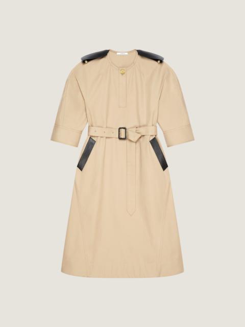 DRESS IN COTON WITH LEATHER DETAILS