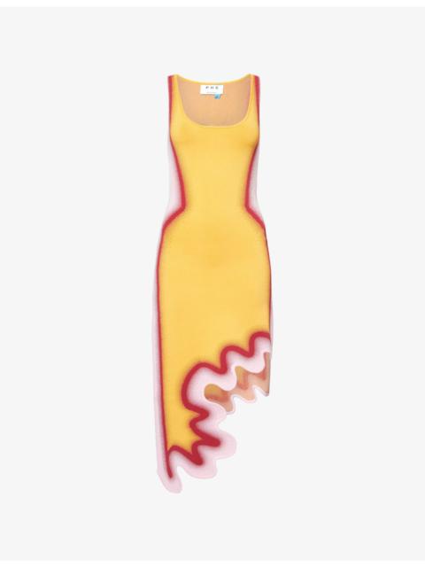 Aster Reversible Wavy-Hem Stretch-Knit Mini Dress