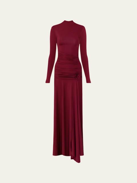 Mageia Ruched Mock-Neck Maxi Dress