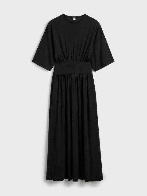 Cotton silk tee dress black