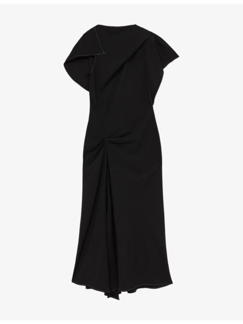 Saskia Asymmetric Draped Woven Midi Dress
