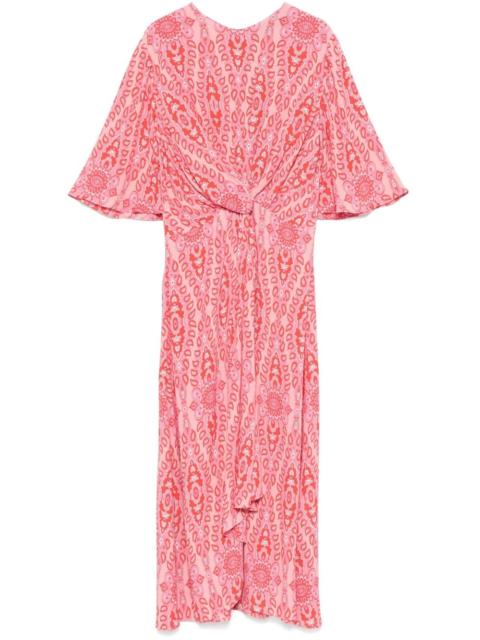 printed flared midi dress