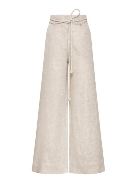 Islas Griegas Linen Wide-Leg Pants taupe