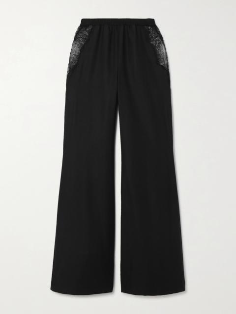 Enrica Lace-trimmed Cashmere Wide-leg Pants