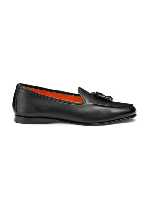Men’s black leather Andrea tassel loafer