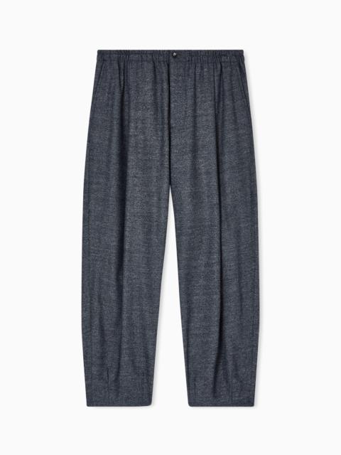 SINGLE-PLEAT TROUSERS IN DENIM-EFFECT VIRGIN-WOOL