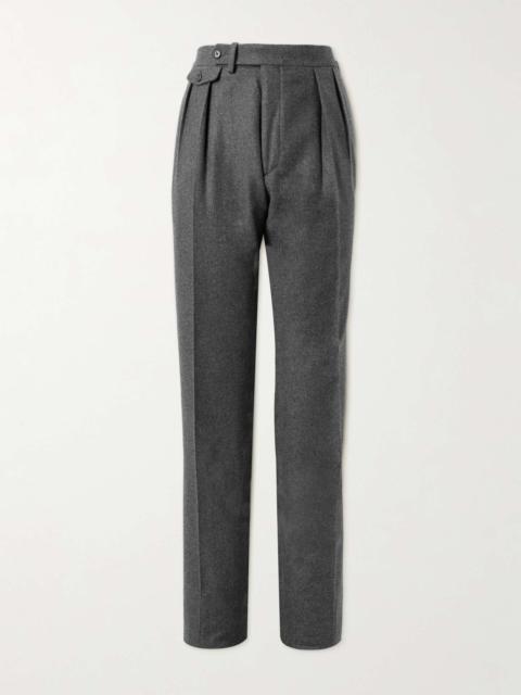 Straight-Leg Pleated Wool Trousers