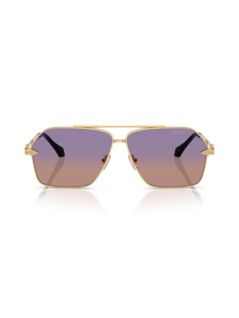 Versace 63mm Pilot Sunglasses in Gold /Orange Violet at Nordstrom