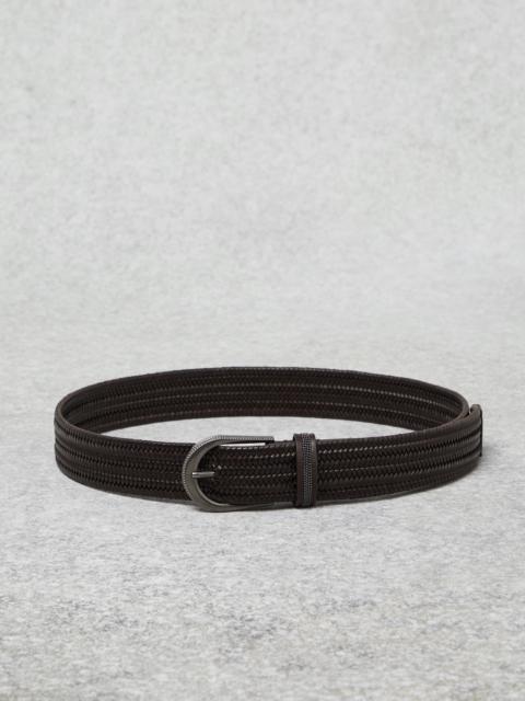 Braided leather belt with monili