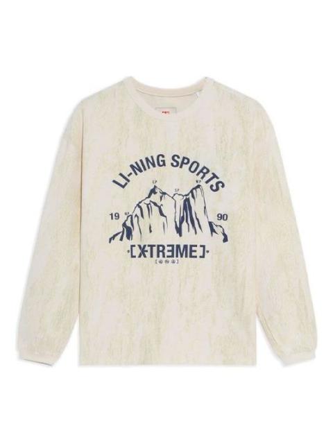 Li-Ning Alphabet Printing Loose Sports Round Neck 'Creamy White' AHSS147-1