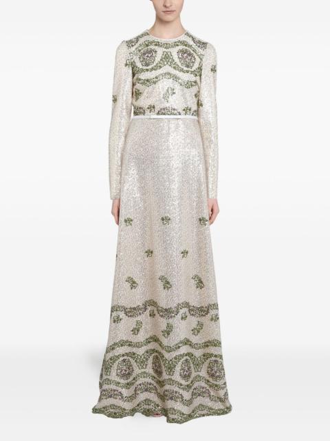 sequin-embroidered long dress