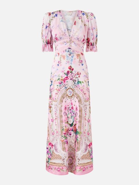 BIAS CUT MIDI DRESS WITH LACE INSERT