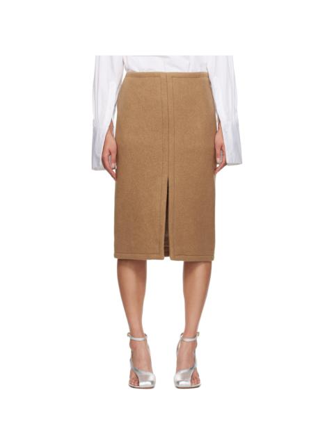 Tan Wool Midi Skirt