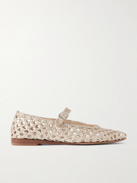Woven metallic leather Mary Jane ballet flats Gold