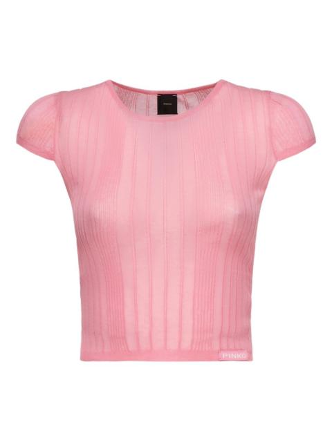 ribbed crew-neck top