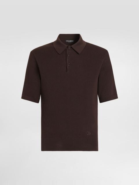 Micro-rib cotton polo shirt