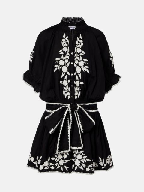 Belted cotton and linen minidress