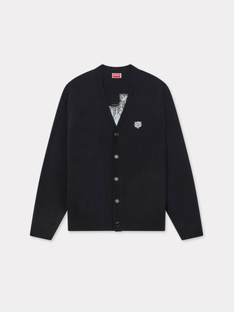 'KENZO Happy Tiger' embroidered cardigan in cotton merino wool