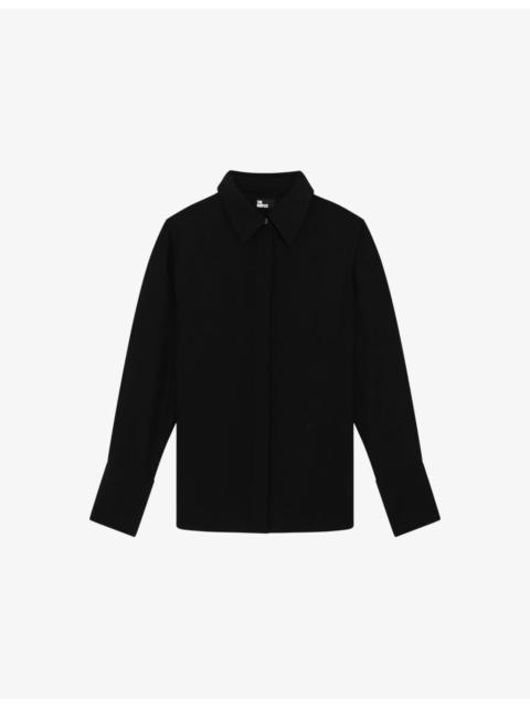 Straight-Cut Long-Sleeve Satin Shirt